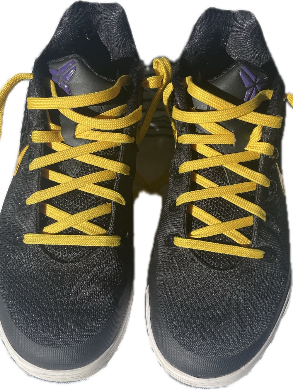 Nike Black Sneakers with Yellow Laces and Purple Logo